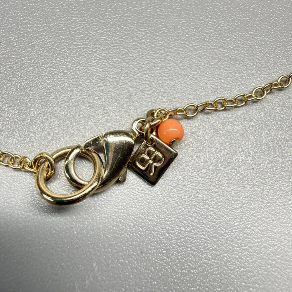 Banana Republic Orange Bead and Faux Pearl Station Necklace 34